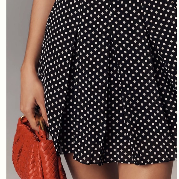 Reformation Annelise Mini Dress - Caviar Polka Dots Causal Party French Vacation - Picture 3 of 13